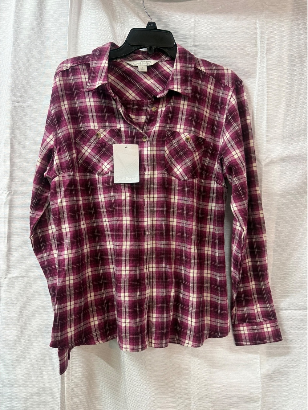 Gander Mountain Guide Series Women's Large Purple Plaid Cotton Button-Up Shirt
